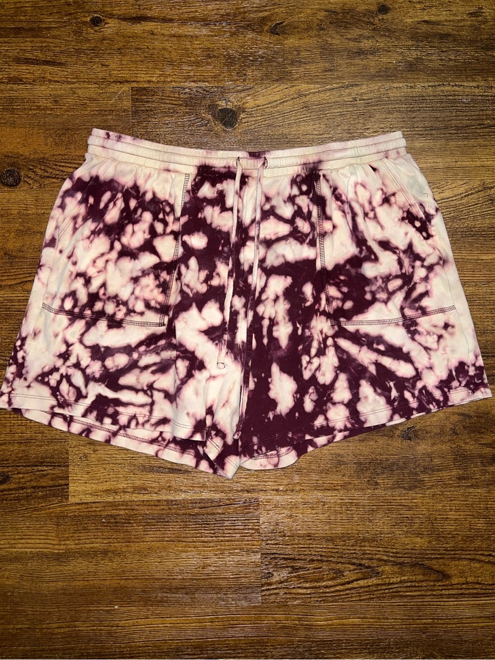 Zenana Outfitters Burgundy Acid Wash Athletic Cotton Lounge Shorts Size 3XL